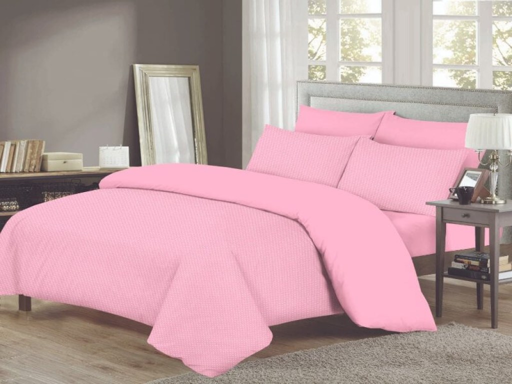 Σετ Σεντόνια Με Λάστιχο Βαμβακερά Ροζ Πουά Γαρύφαλλο | Γαρύφαλλο - Λευκά Είδη